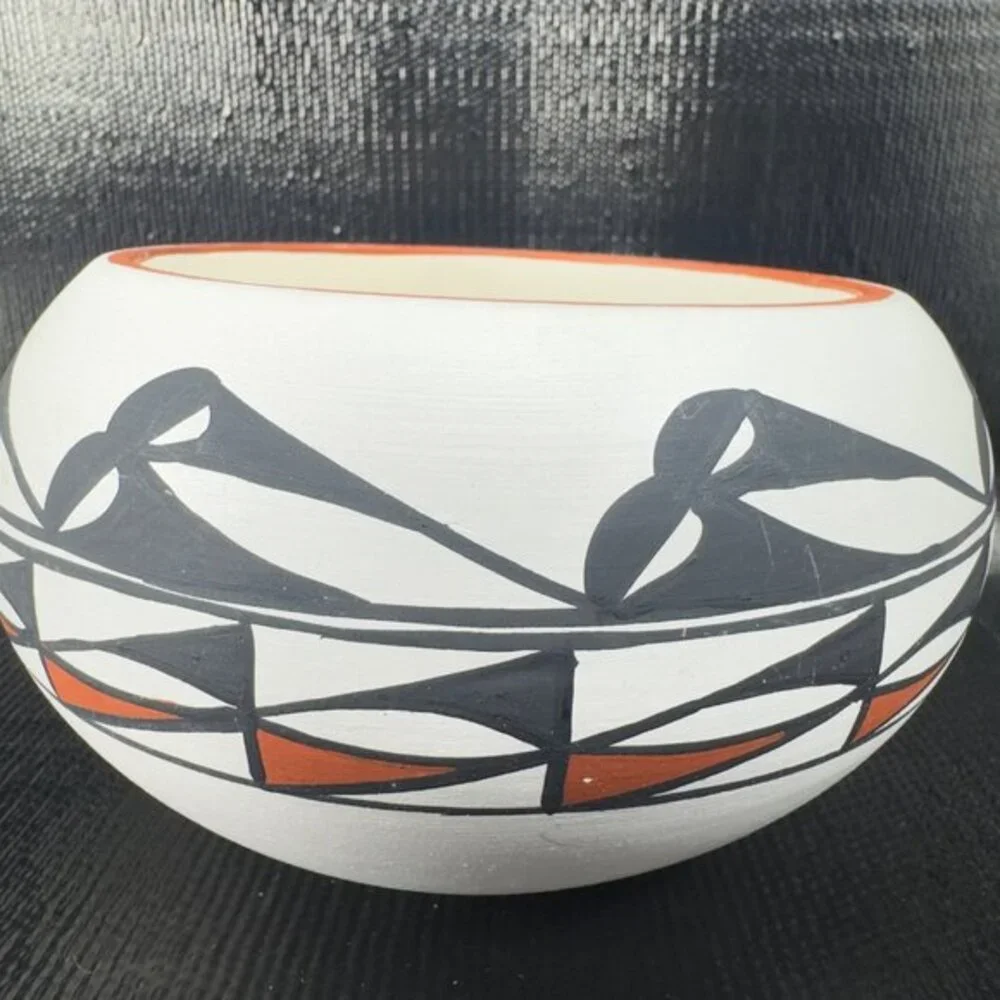 M L Laguna Hand Made Pottery Native American Artist Signed Planter Dish Bowl VTG